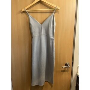 4 Sienna Women's Bodycon Midi Dress Grey Spaghetti Strap Lace Up Back Size M